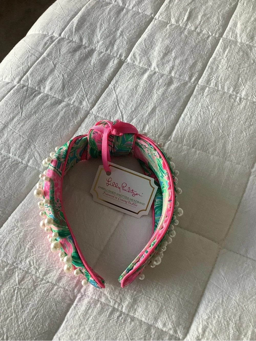Lilly Pulitzer Pink, Green & Blue Floral Pearl Knot Headband